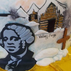 George Washington in fondant relief and Valley Forge mural