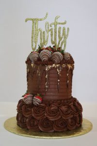 Chocolate Birthday Cake - Triple Chocolate Fudge with Fudge/Caramel Filling and Chocolate Buttercream