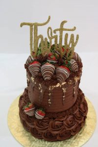Chocolate Birthday Cake - Triple Chocolate Fudge with Fudge/Caramel Filling and Chocolate Buttercream