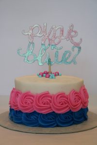 Gender Reveal Cake with Pink and Blue Buttercream Rosettes