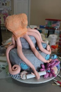 Octopus Cake building the corals