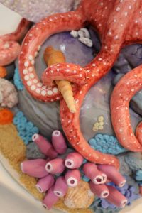 Octopus Cake with graham cracker "sand"